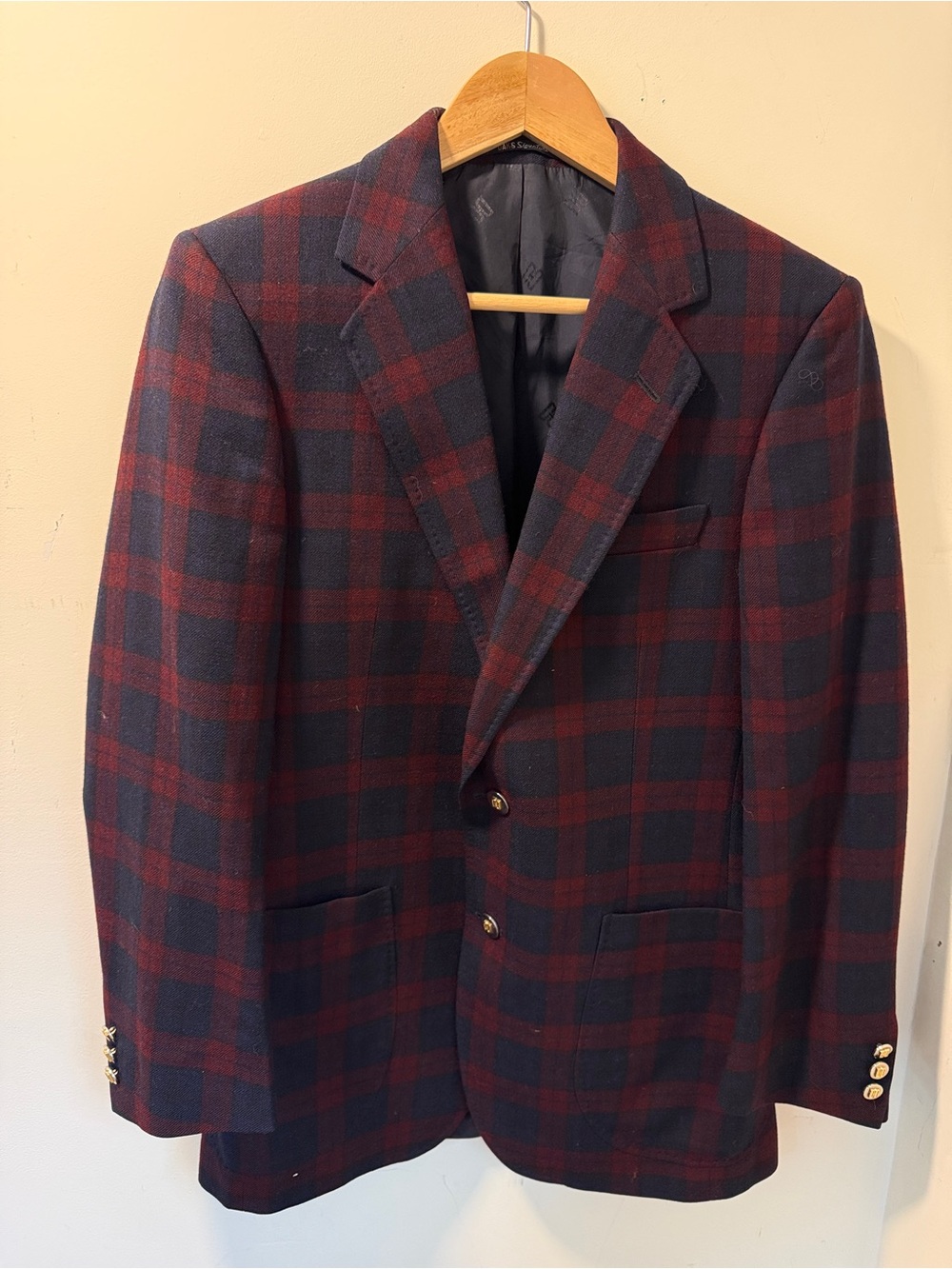 Daks London vintage plaid 100% Wool blazer 38R mens